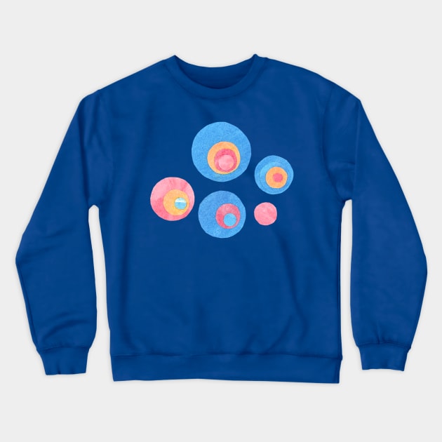 CONCENTRIC CIRCLES WATERCOLOR LAYERD CUTOUTS Crewneck Sweatshirt by VegShop